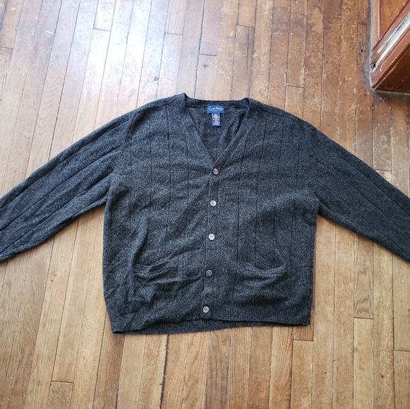 Vtg Club Room 100% Lambs Wool V Neck Button Up Cardigan Sweater Mens XL Preppy - Picture 1 of 5